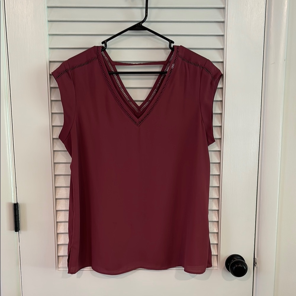 Women's Burgundy V-Neck Top
